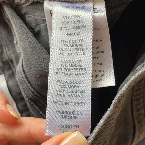 Frame Denim Le Skinny de Jeanne Faded Gray Raw Hem Skinny Jeans size 26 - Picture 6 of 6